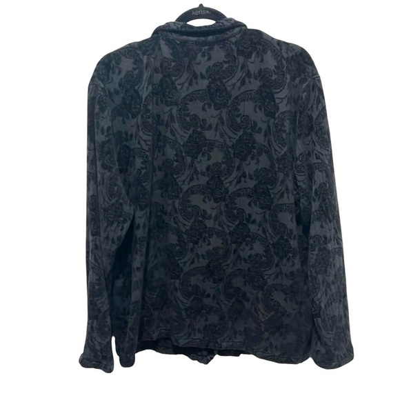 CP shades black Sausalito button down shirt jacket floral velvet textured large - Picture 2 of 8